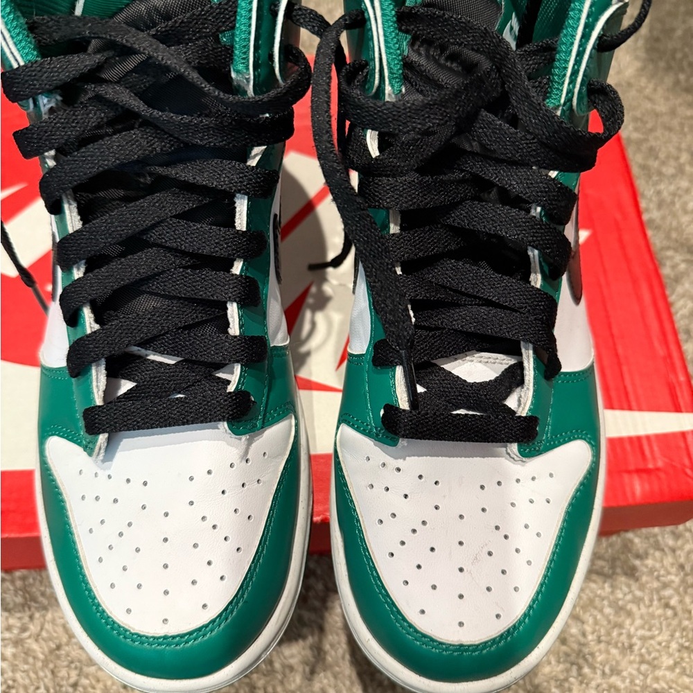 Green and White High-Top Sneakers